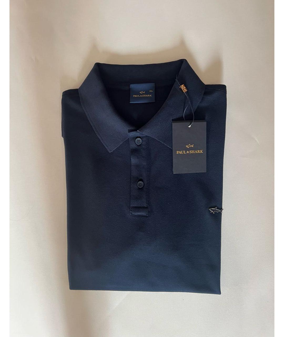 PAUL & SHARK Темно-синее хлопковое поло с коротким рукавом, фото 3