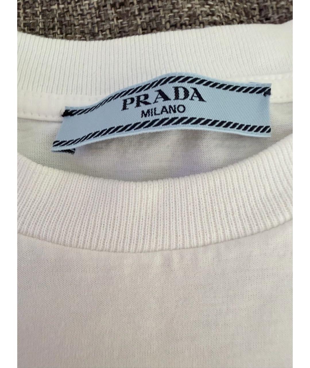 PRADA Белая хлопковая футболка, фото 6