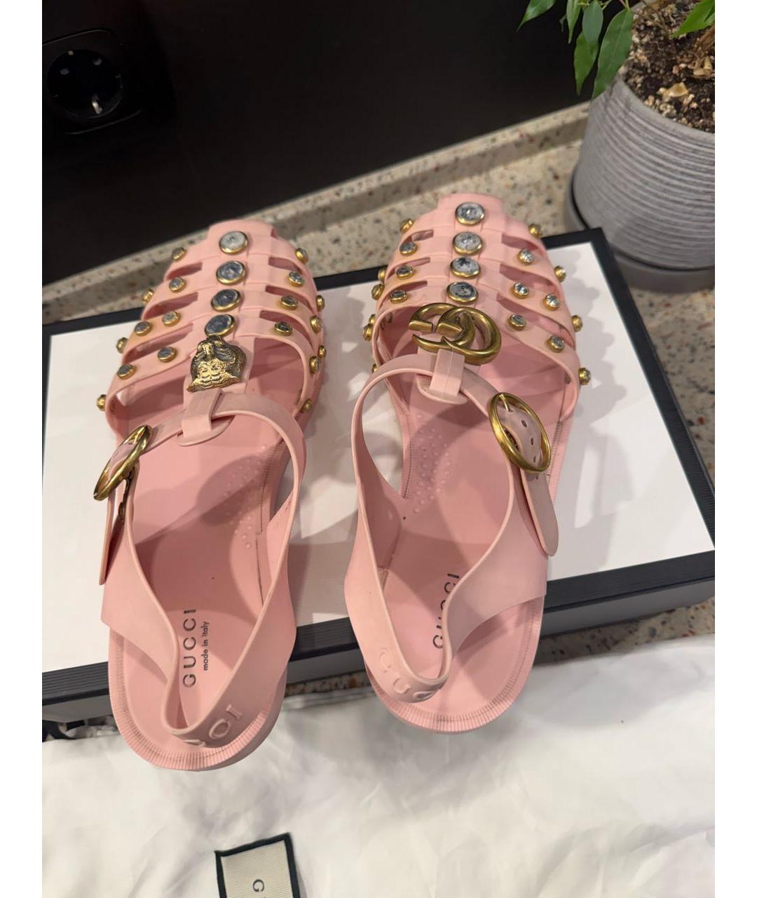 GUCCI Розовые резиновые сандалии, фото 4