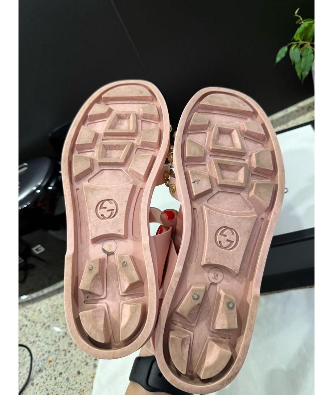 GUCCI Розовые резиновые сандалии, фото 6
