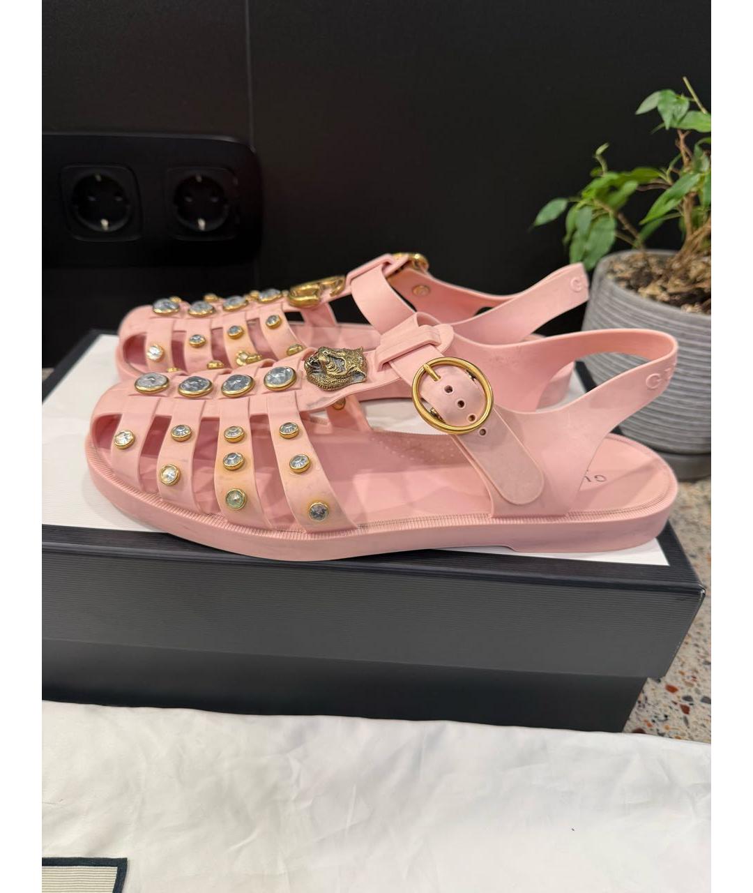 GUCCI Розовые резиновые сандалии, фото 5