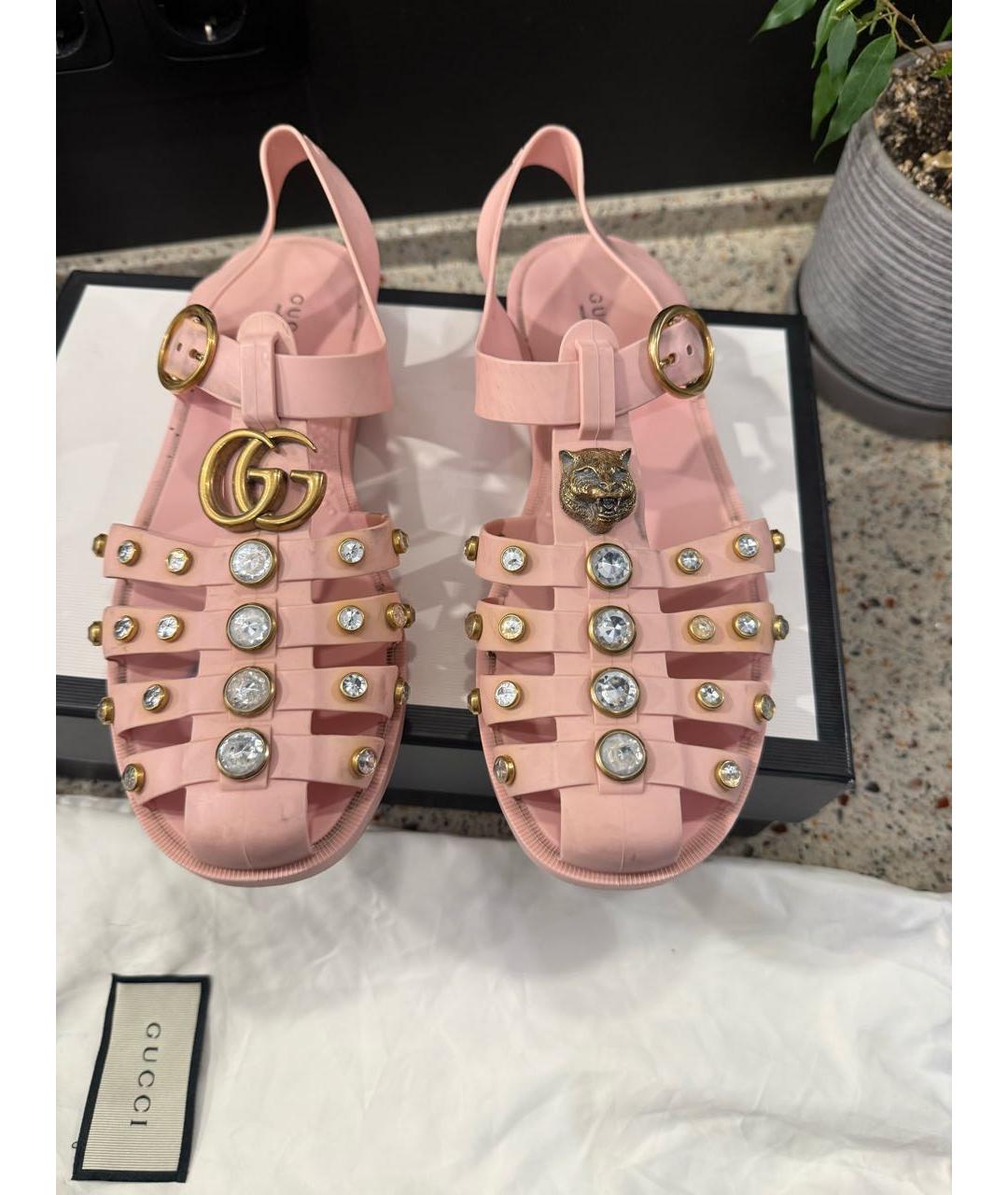GUCCI Розовые резиновые сандалии, фото 2