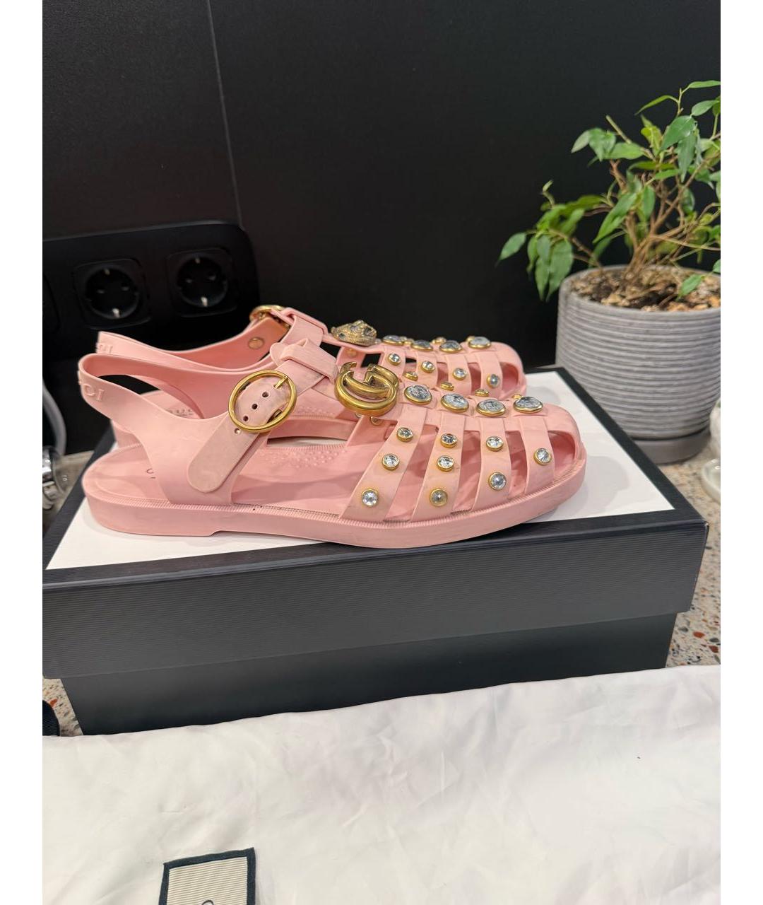 GUCCI Розовые резиновые сандалии, фото 8