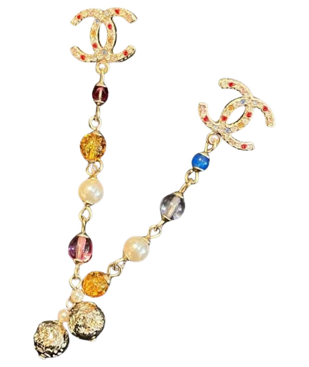 CHANEL Золотые металлические серьги, фото 1