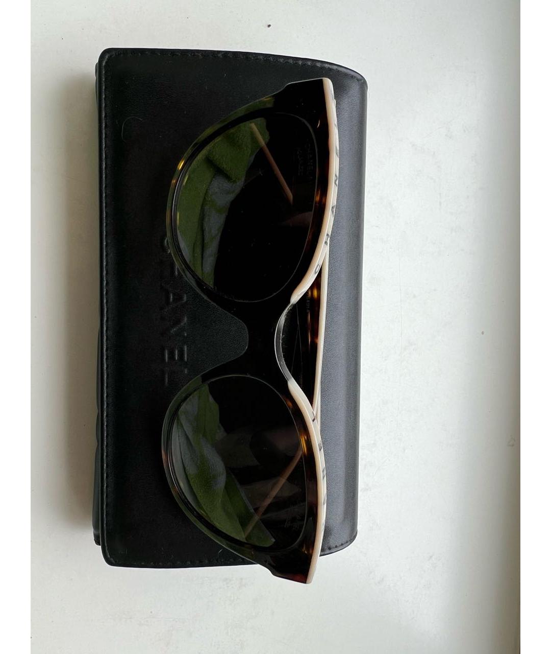 CHANEL Коричневые пластиковые солнцезащитные очки, фото 8