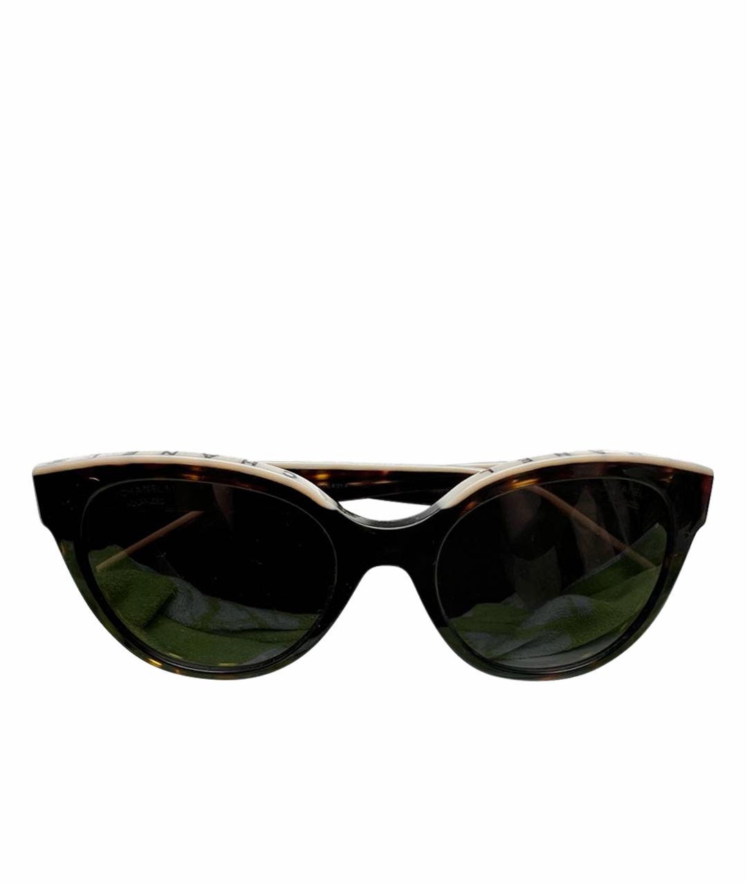 CHANEL Коричневые пластиковые солнцезащитные очки, фото 1