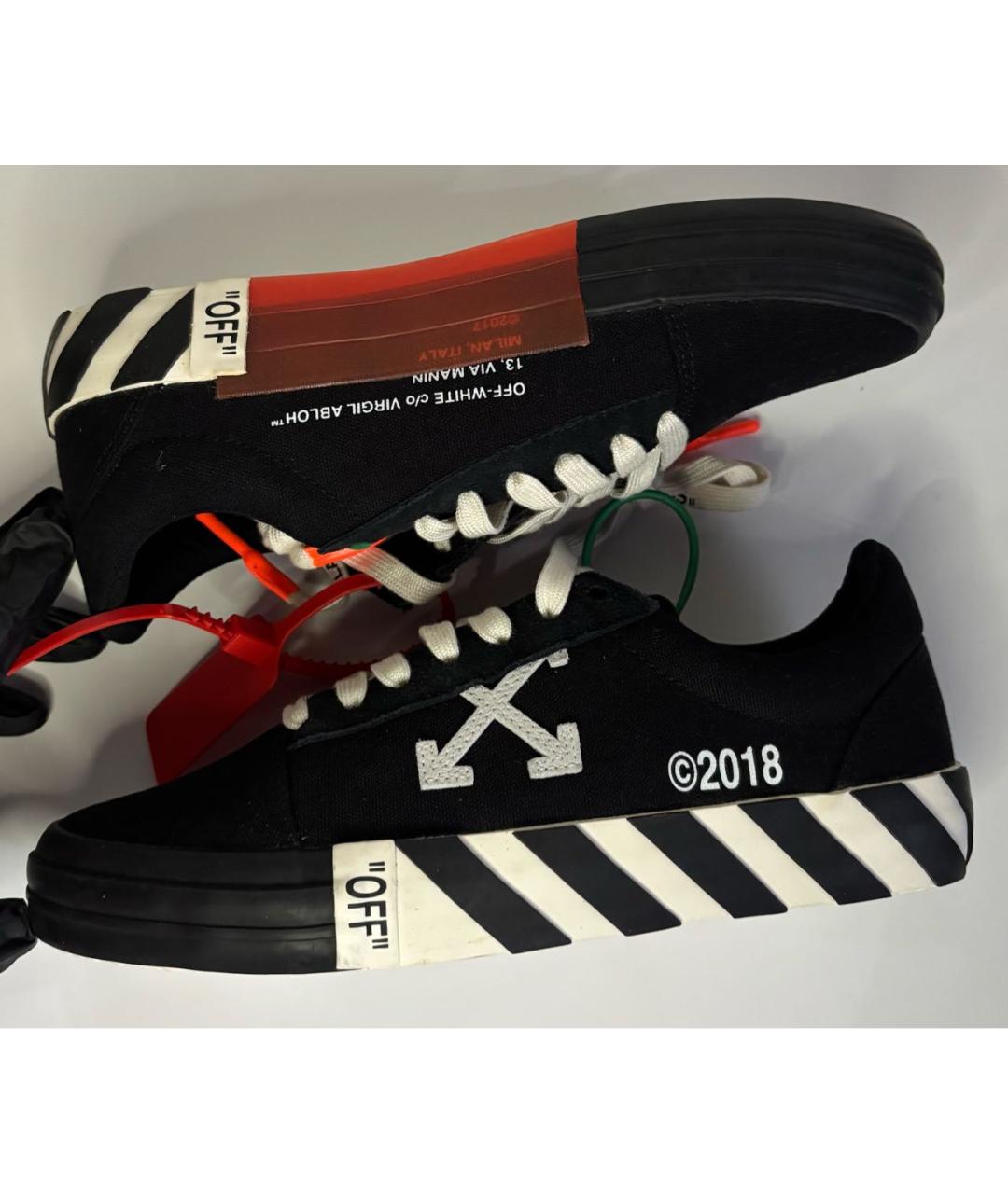 OFF-WHITE Черные текстильные низкие кроссовки / кеды, фото 2