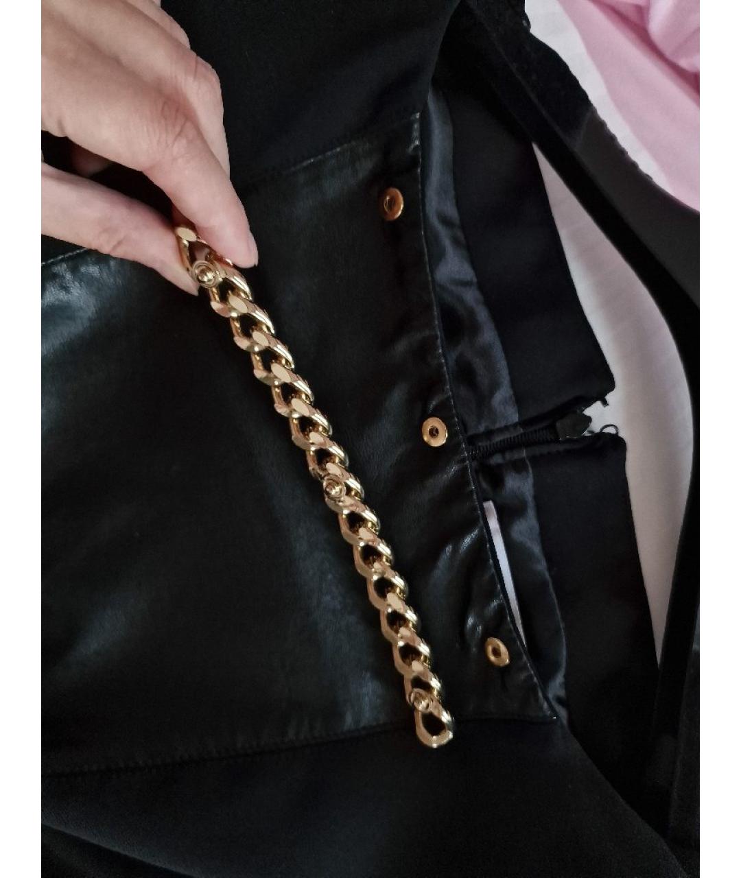 ELISABETTA FRANCHI Черное кожаное вечернее платье, фото 6