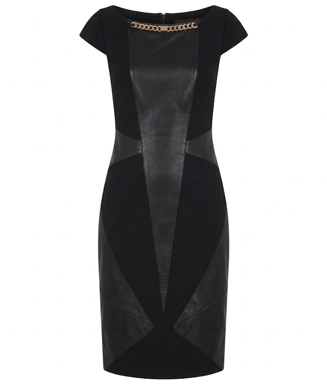 ELISABETTA FRANCHI Черное кожаное вечернее платье, фото 1