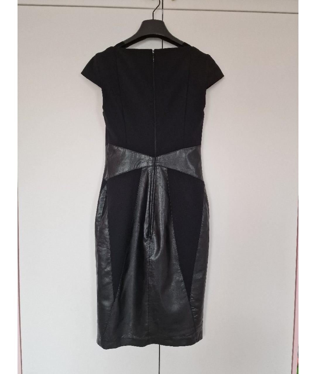 ELISABETTA FRANCHI Черное кожаное вечернее платье, фото 2