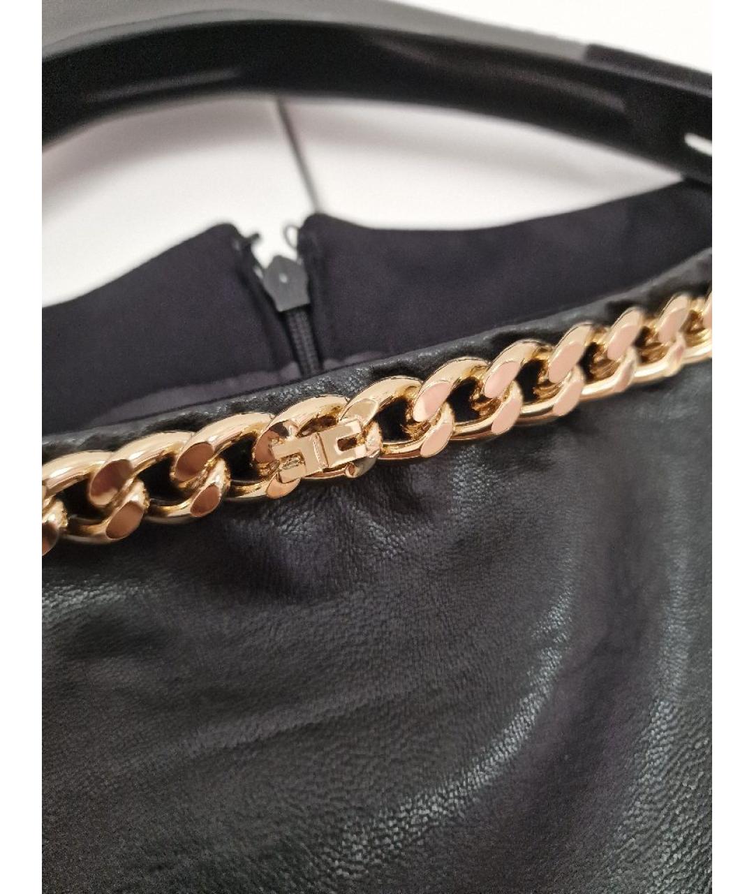 ELISABETTA FRANCHI Черное кожаное вечернее платье, фото 7