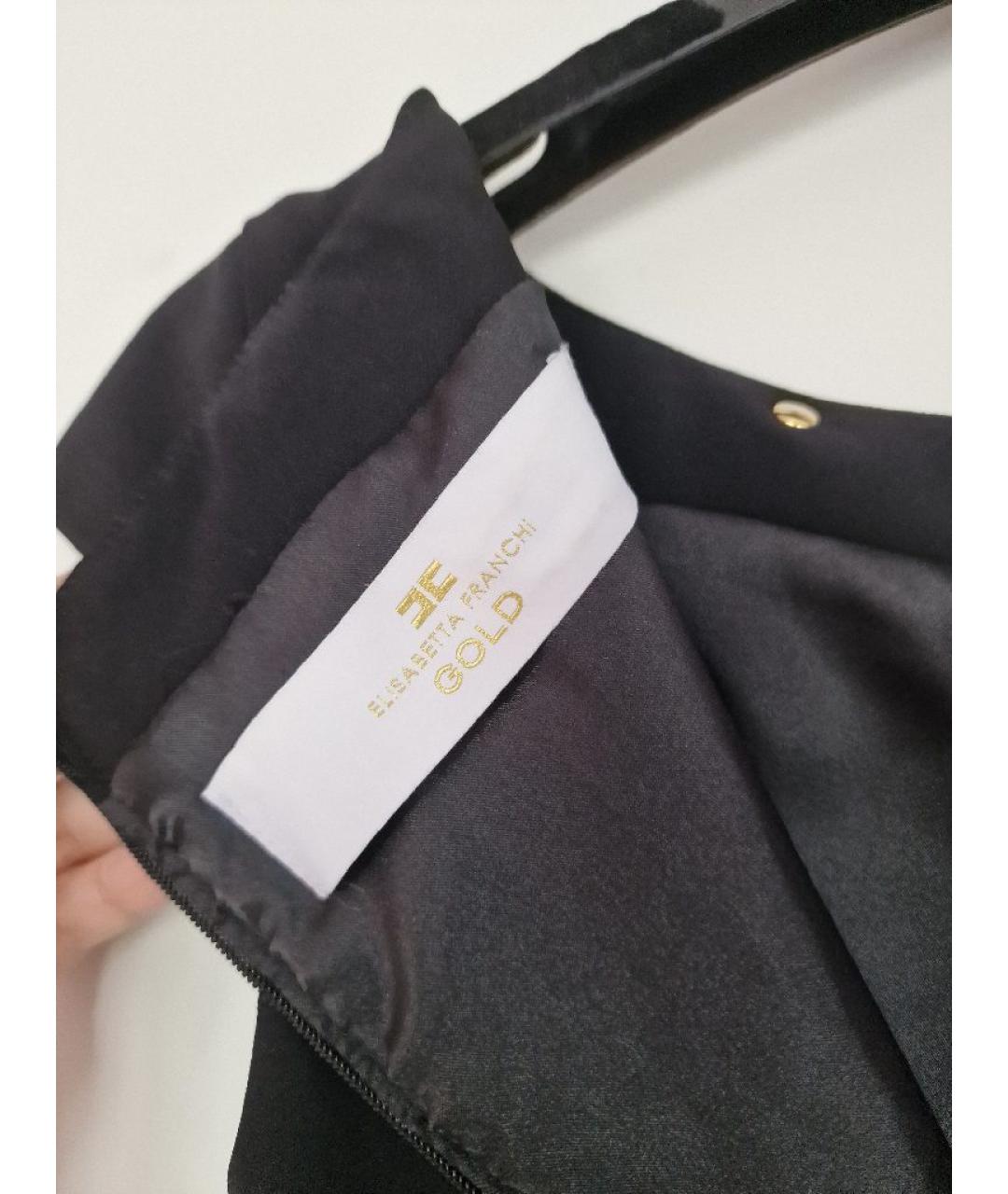 ELISABETTA FRANCHI Черное кожаное вечернее платье, фото 3