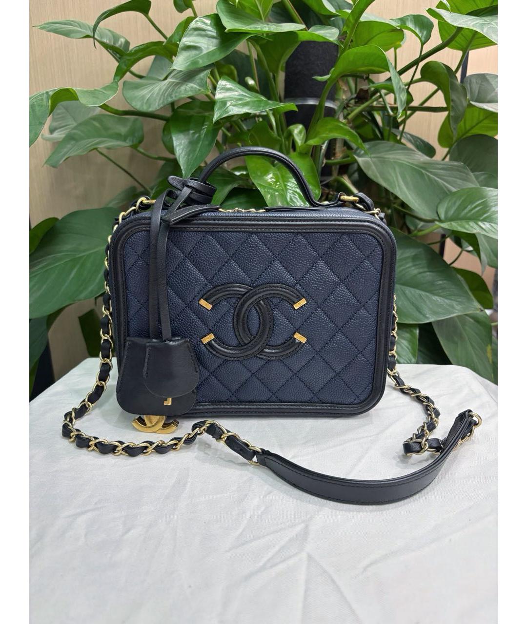 CHANEL Темно-синяя кожаная сумка через плечо, фото 8