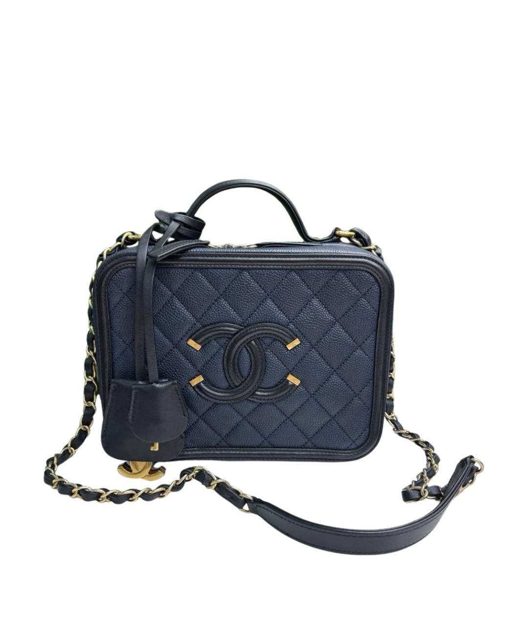 CHANEL Темно-синяя кожаная сумка через плечо, фото 1