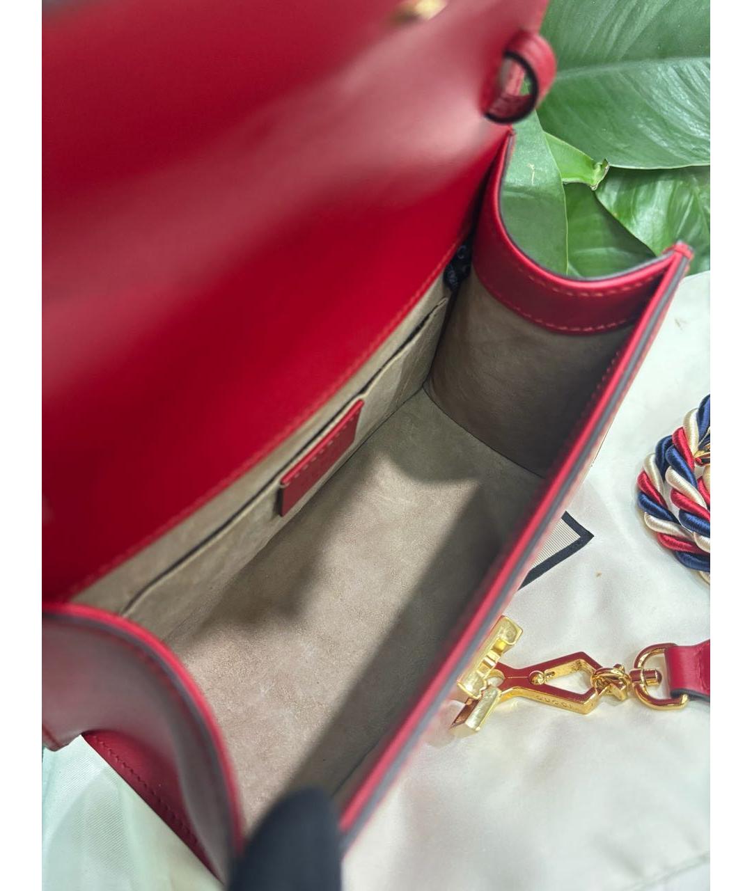 GUCCI Красная кожаная сумка через плечо, фото 7