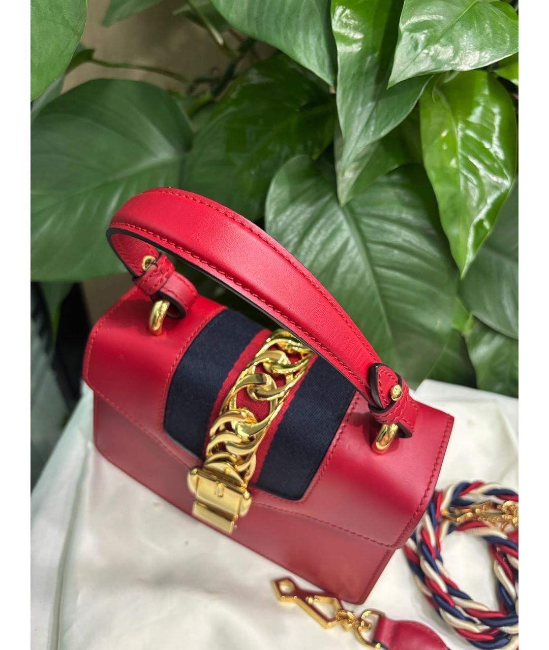 GUCCI Красная кожаная сумка через плечо, фото 5