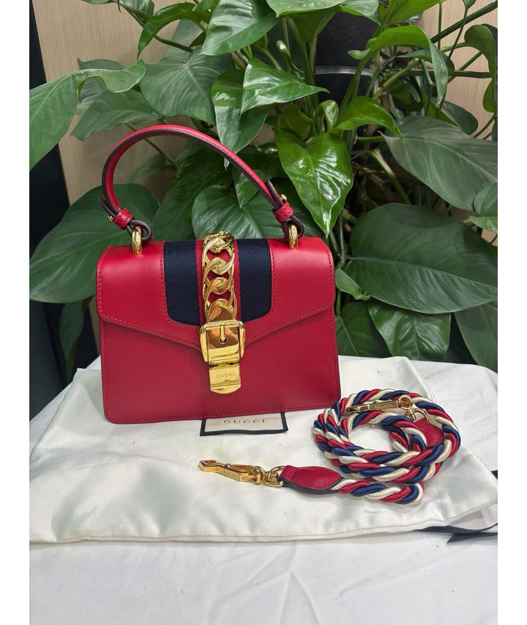 GUCCI Красная кожаная сумка через плечо, фото 8