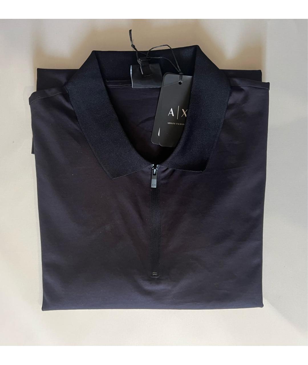 EMPORIO ARMANI Черное хлопковое поло с коротким рукавом, фото 3