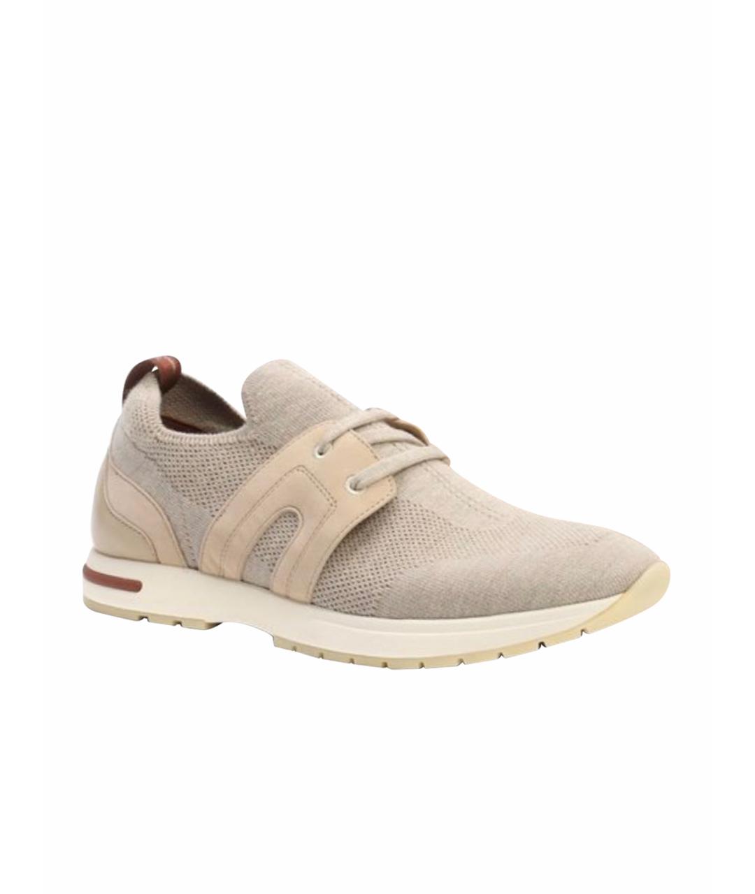 LORO PIANA Бежевые текстильные кроссовки, фото 1
