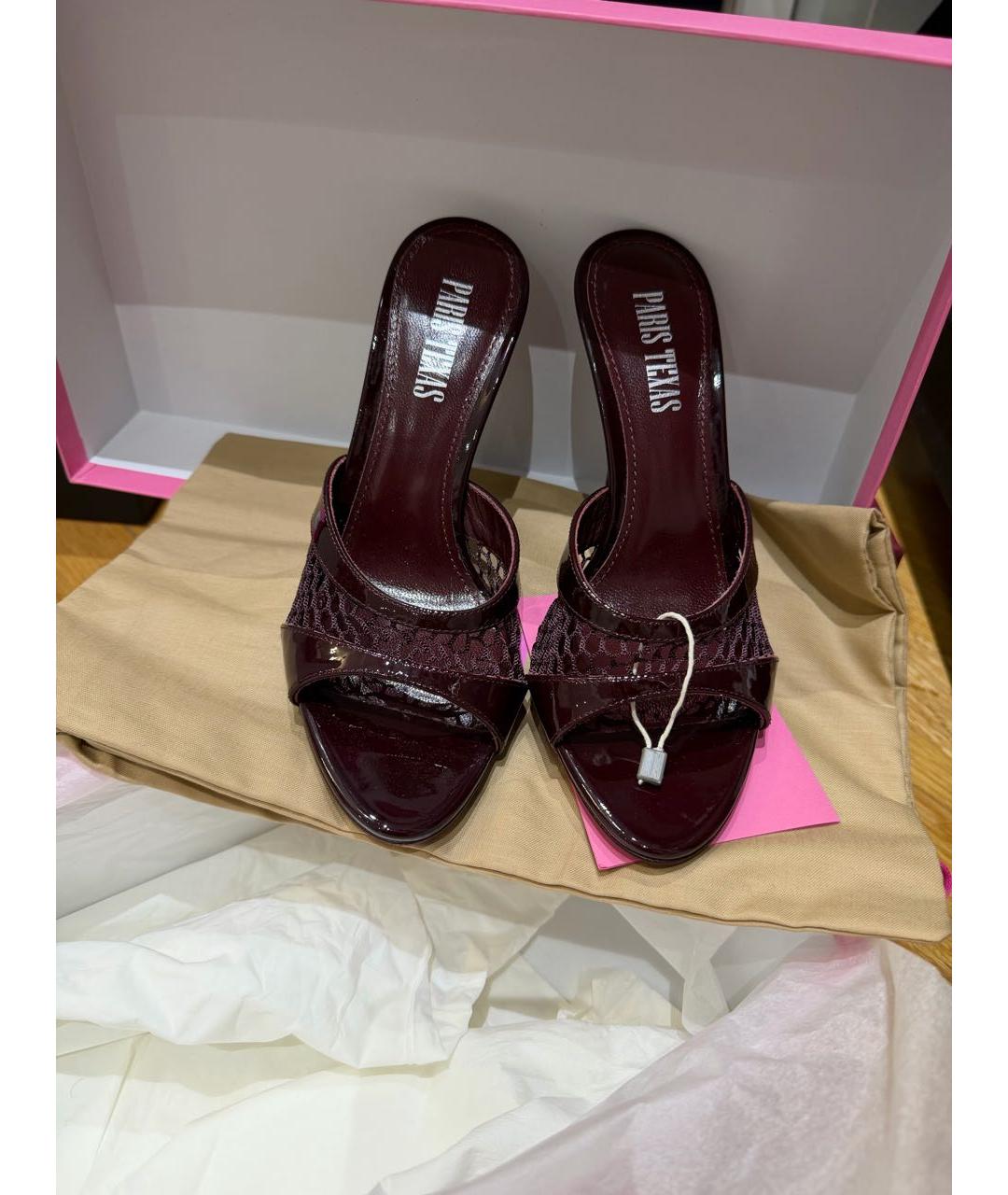 PARIS TEXAS Бордовые кожаные мюли, фото 2