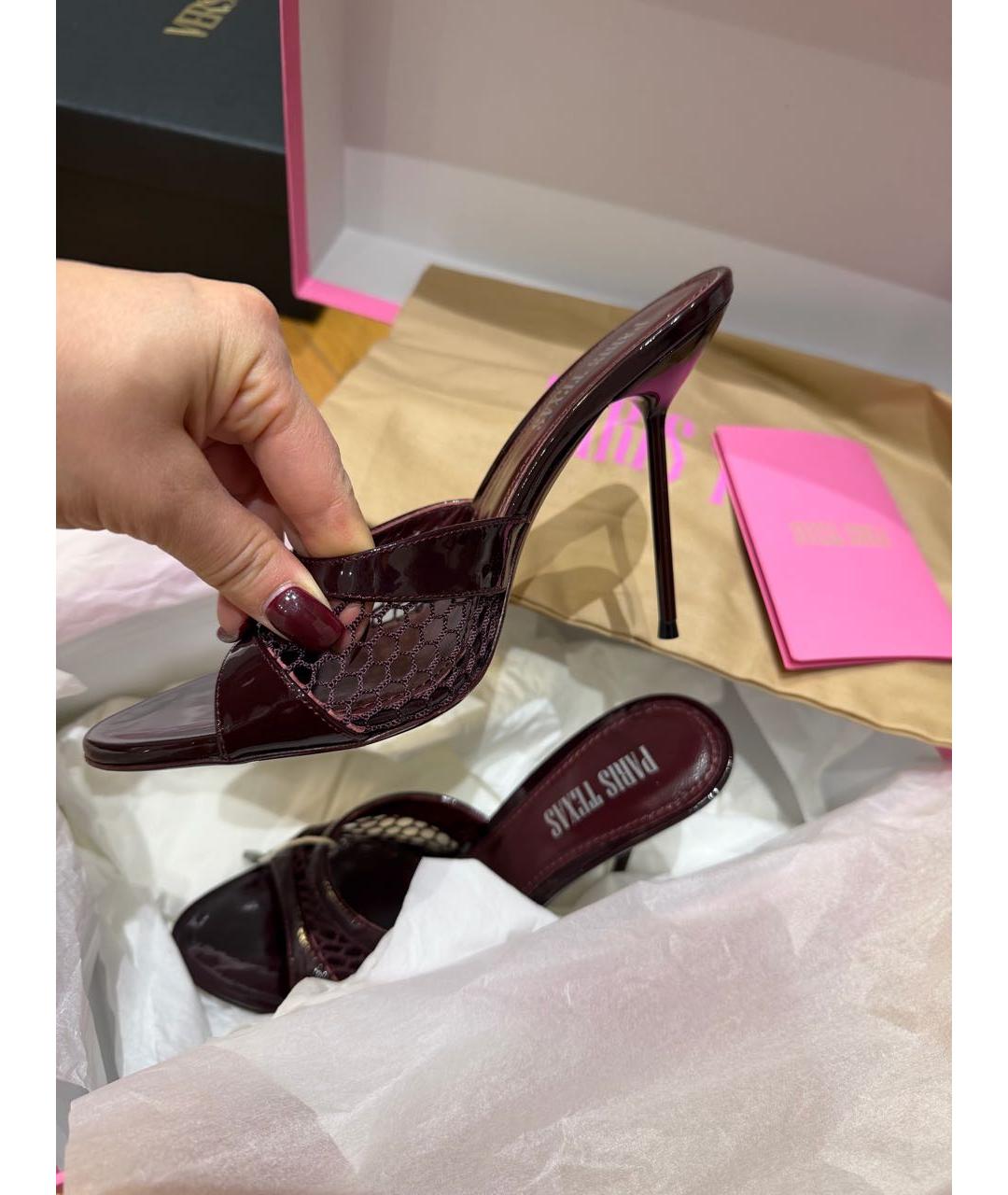 PARIS TEXAS Бордовые кожаные мюли, фото 6