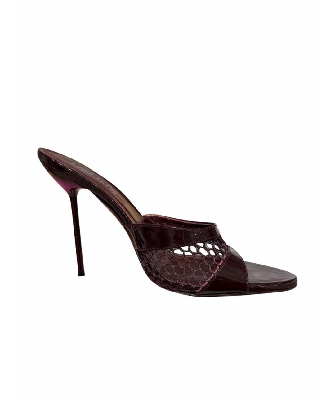 PARIS TEXAS Бордовые кожаные мюли, фото 1