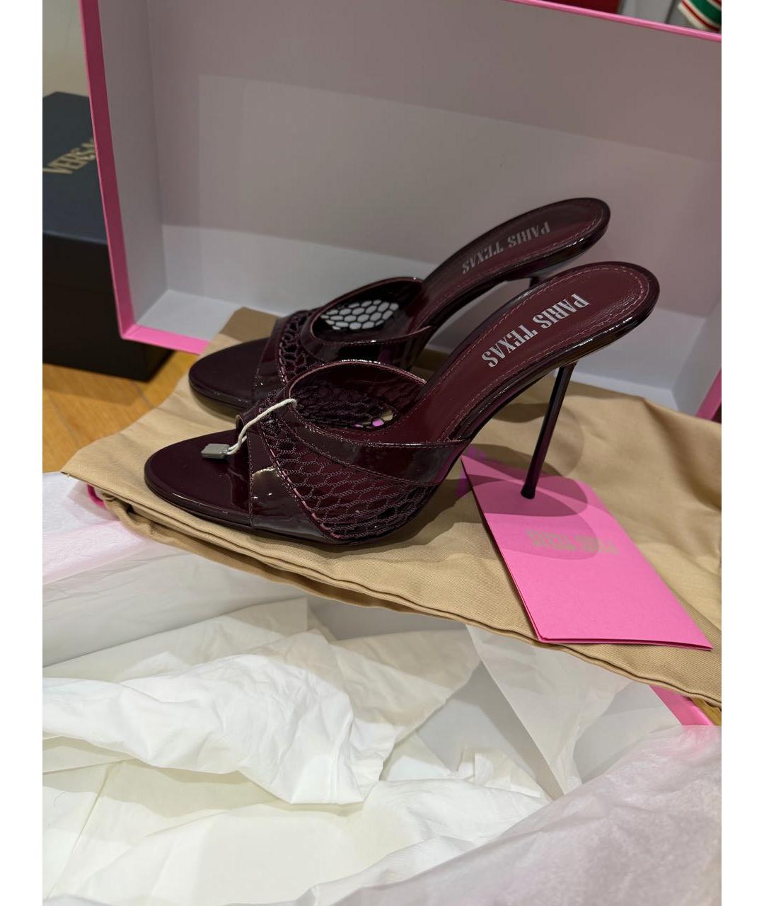 PARIS TEXAS Бордовые кожаные мюли, фото 4