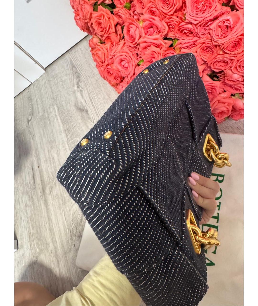 BOTTEGA VENETA Темно-синяя деним сумка с короткими ручками, фото 6