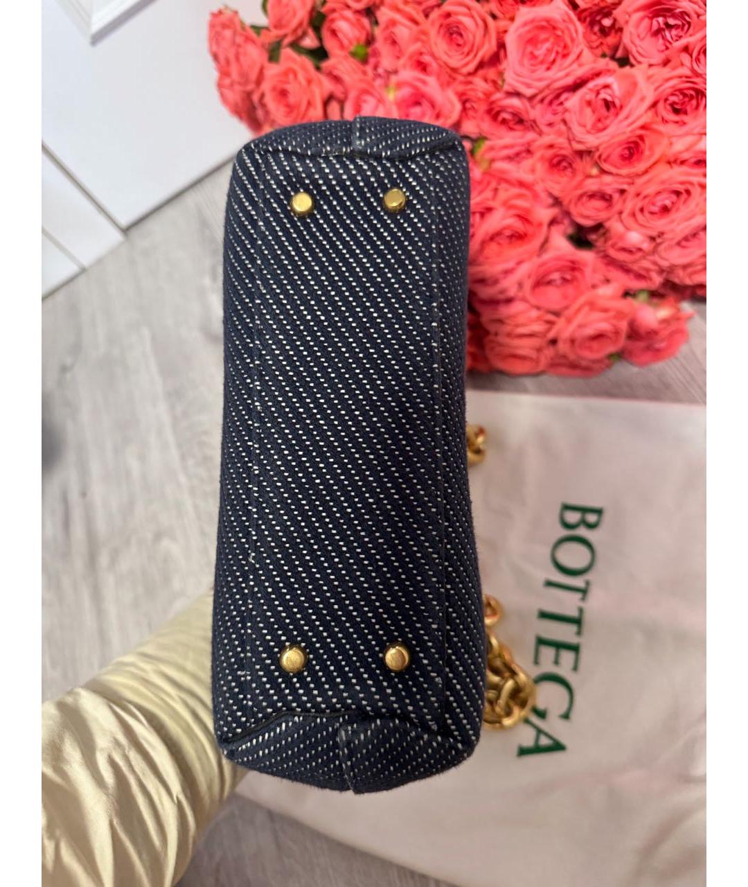 BOTTEGA VENETA Темно-синяя деним сумка с короткими ручками, фото 2