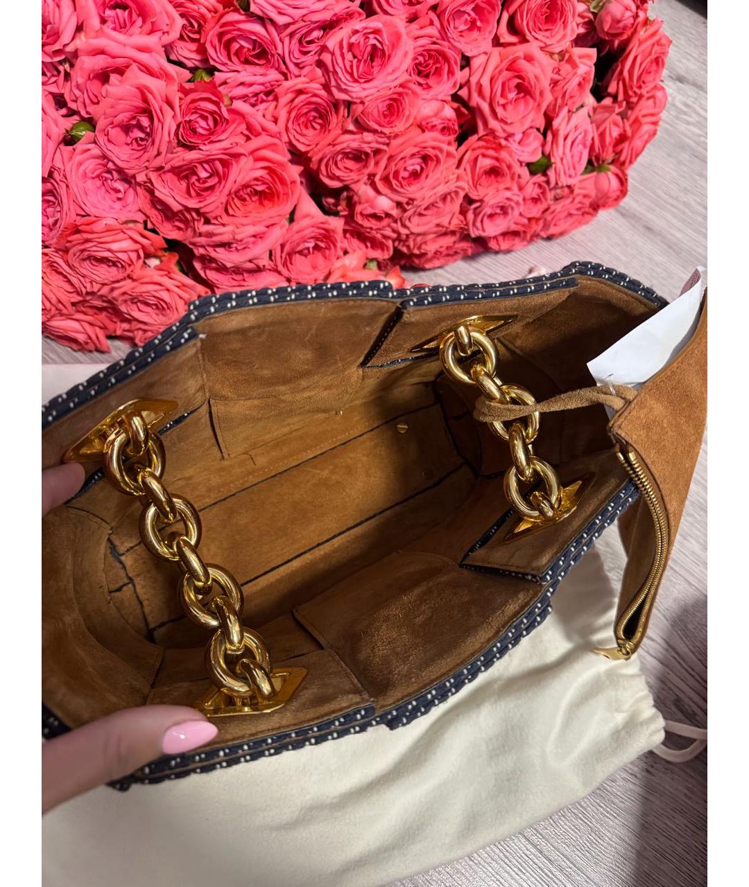 BOTTEGA VENETA Темно-синяя деним сумка с короткими ручками, фото 7