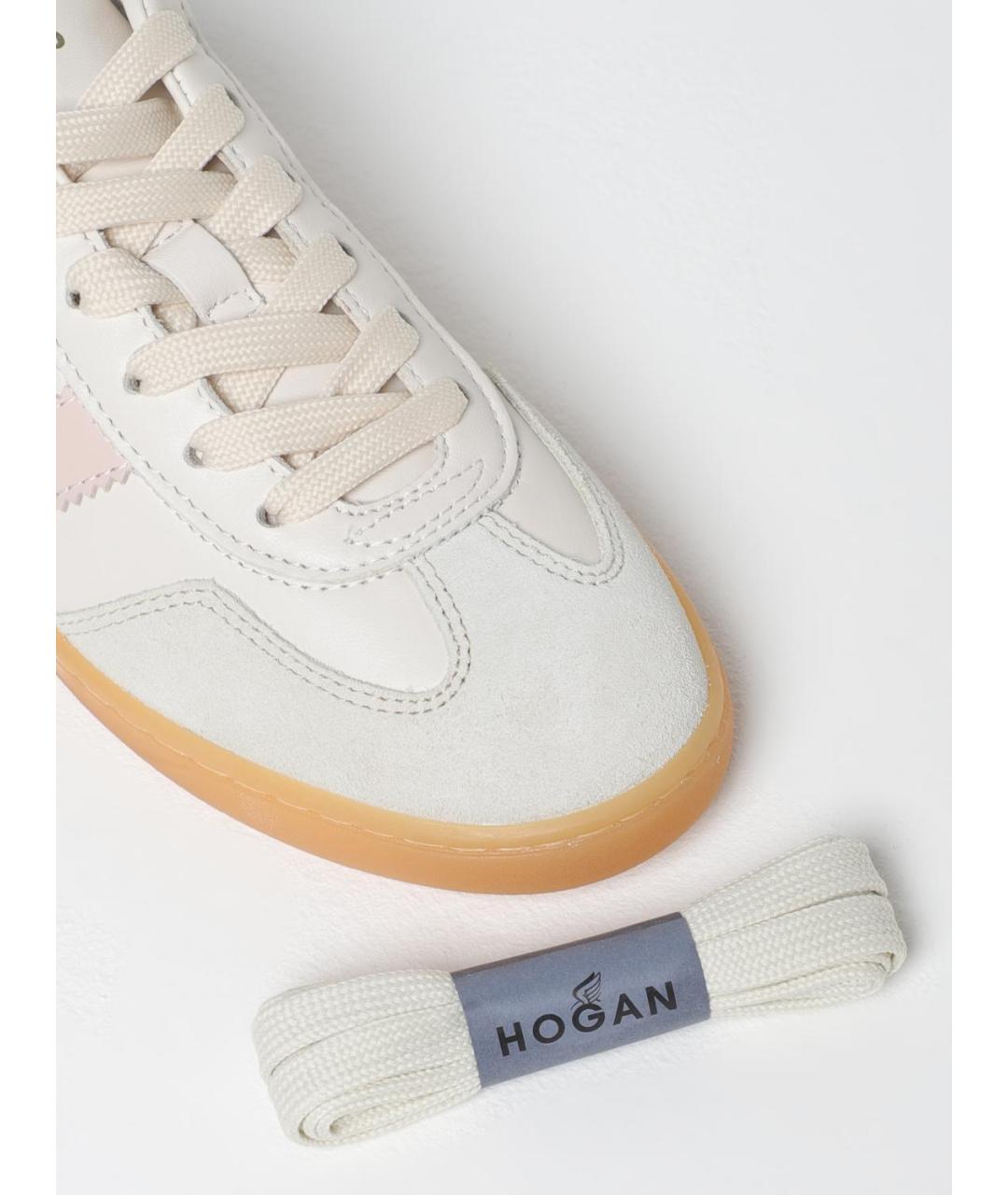 HOGAN Розовые кожаные кроссовки, фото 4