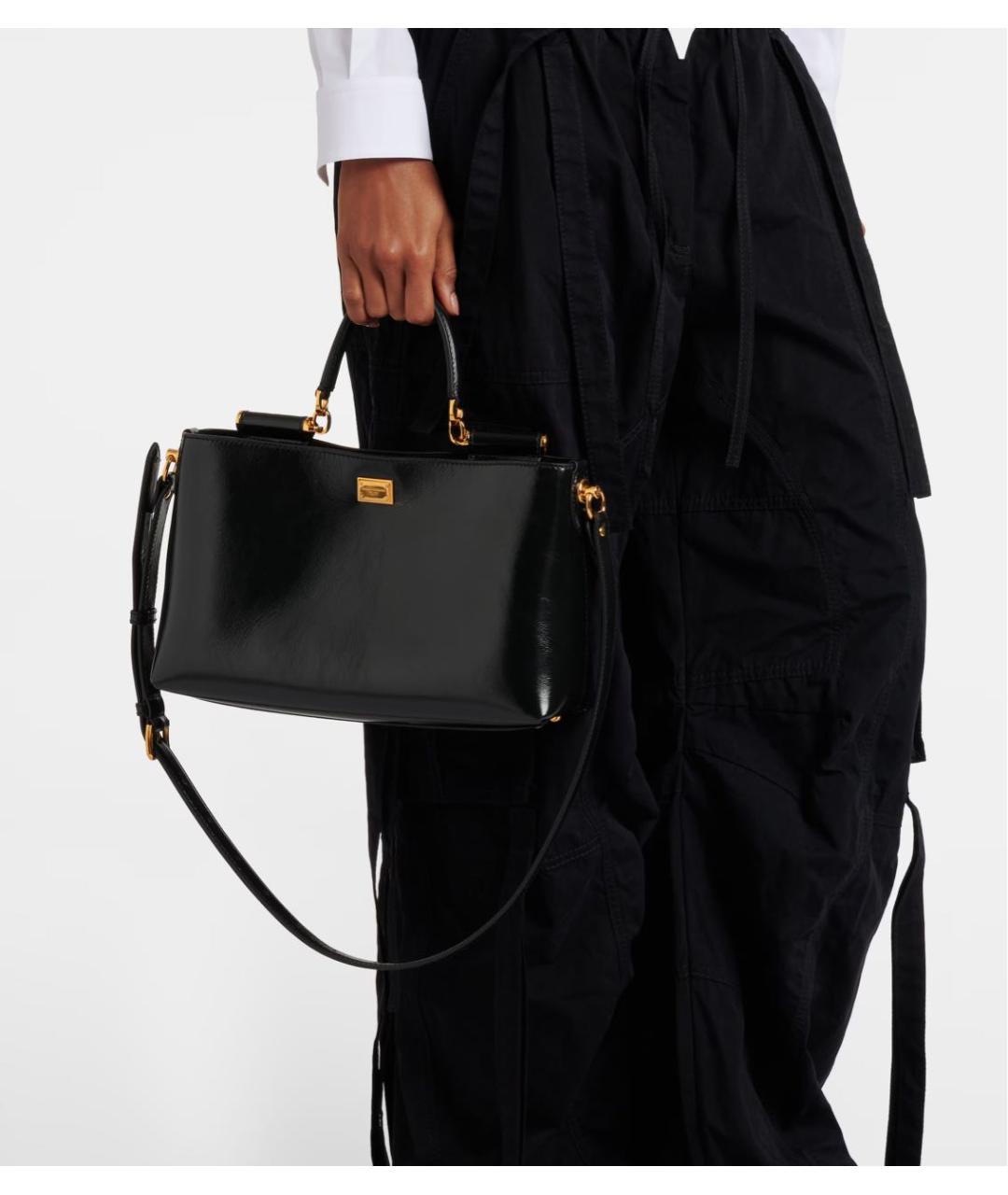 DOLCE&GABBANA Черная кожаная сумка через плечо, фото 6
