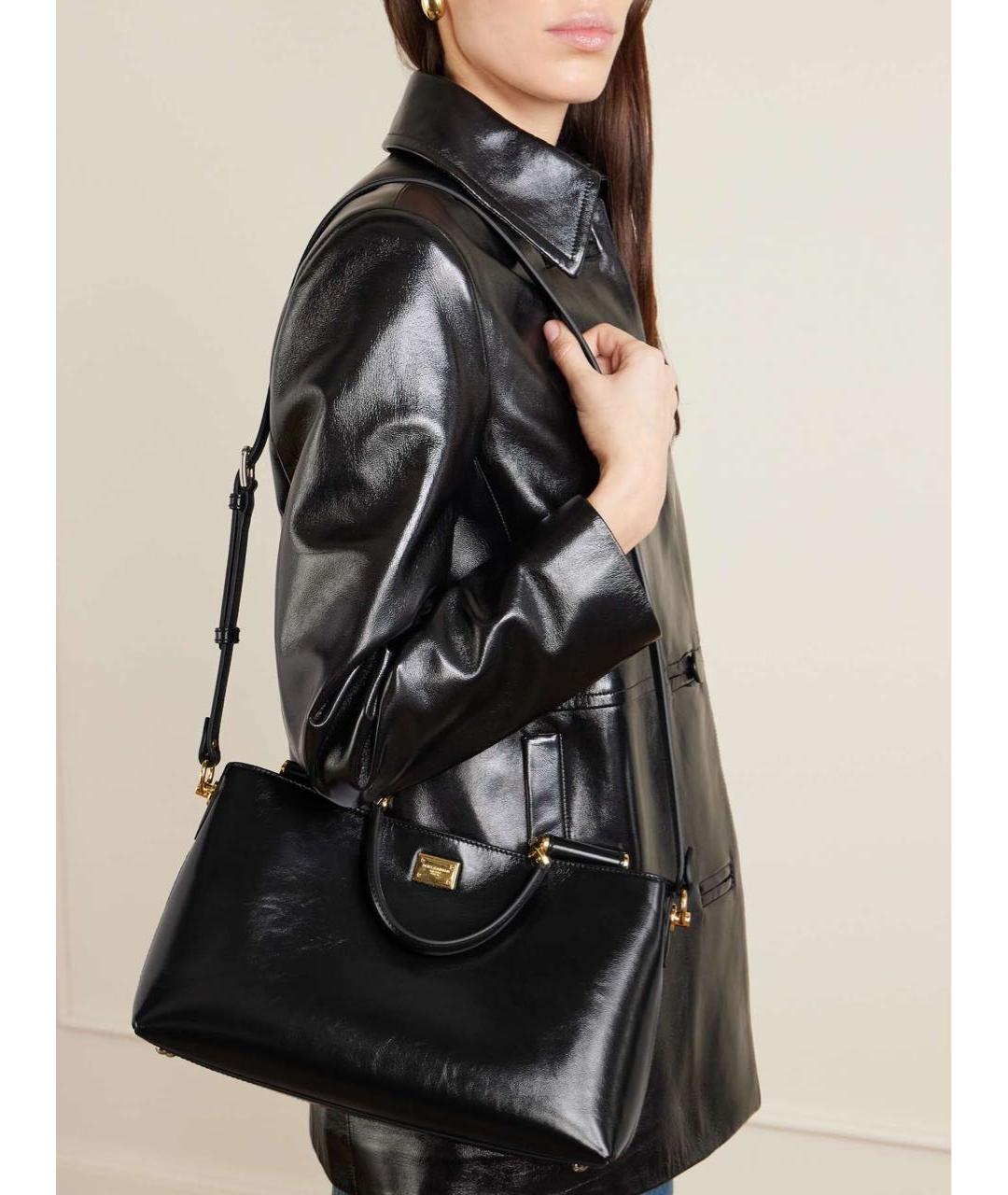 DOLCE&GABBANA Черная кожаная сумка через плечо, фото 7