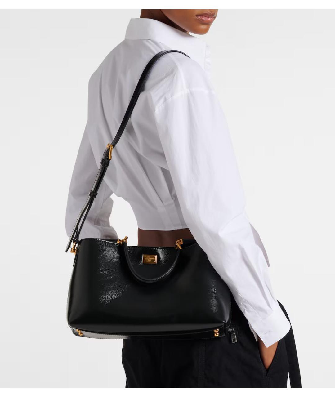 DOLCE&GABBANA Черная кожаная сумка через плечо, фото 2