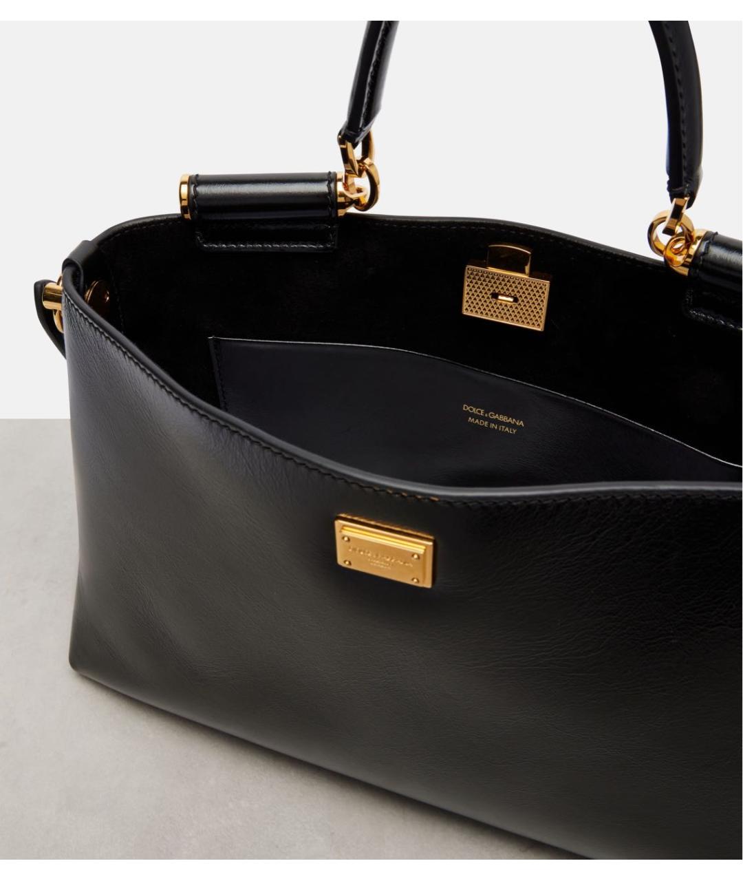 DOLCE&GABBANA Черная кожаная сумка через плечо, фото 3