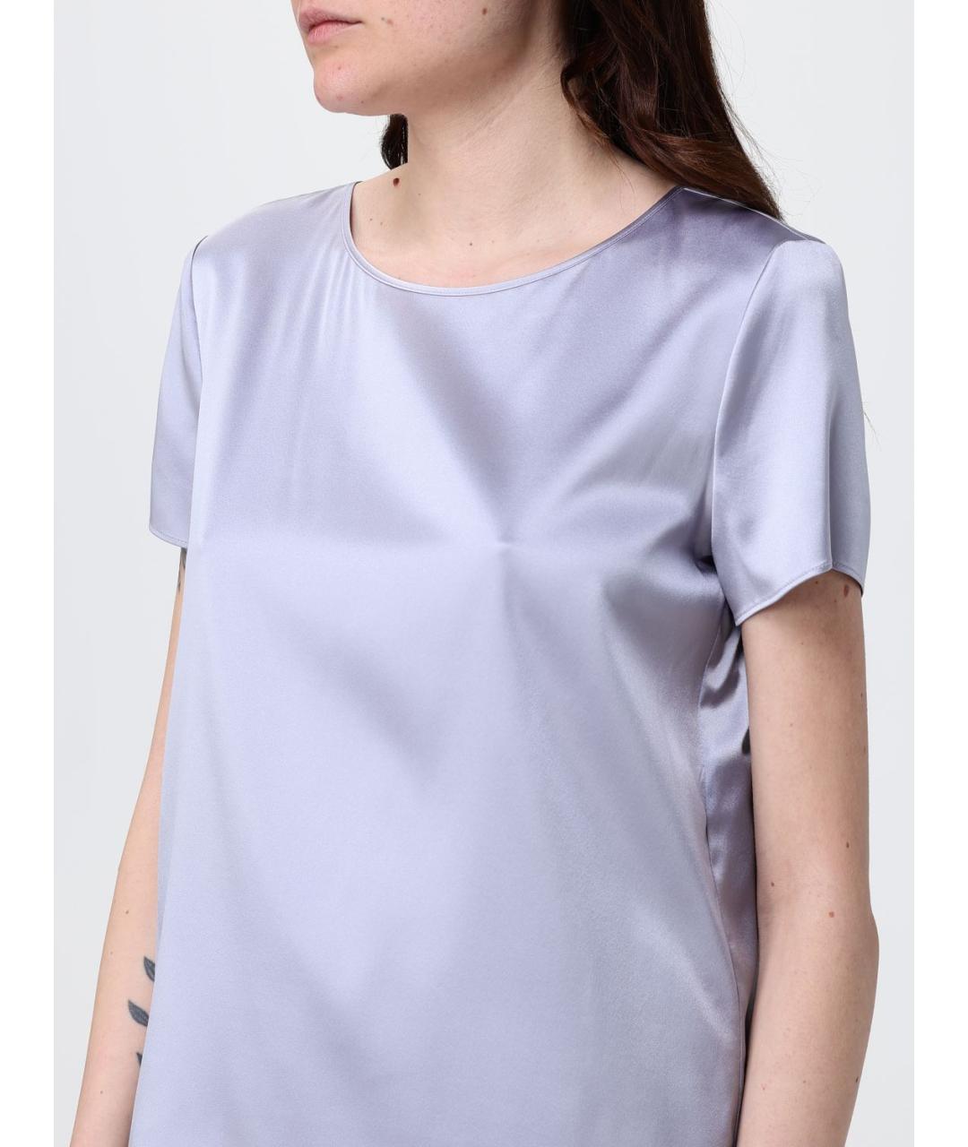 EMPORIO ARMANI Фиолетовая шелковая футболка, фото 3