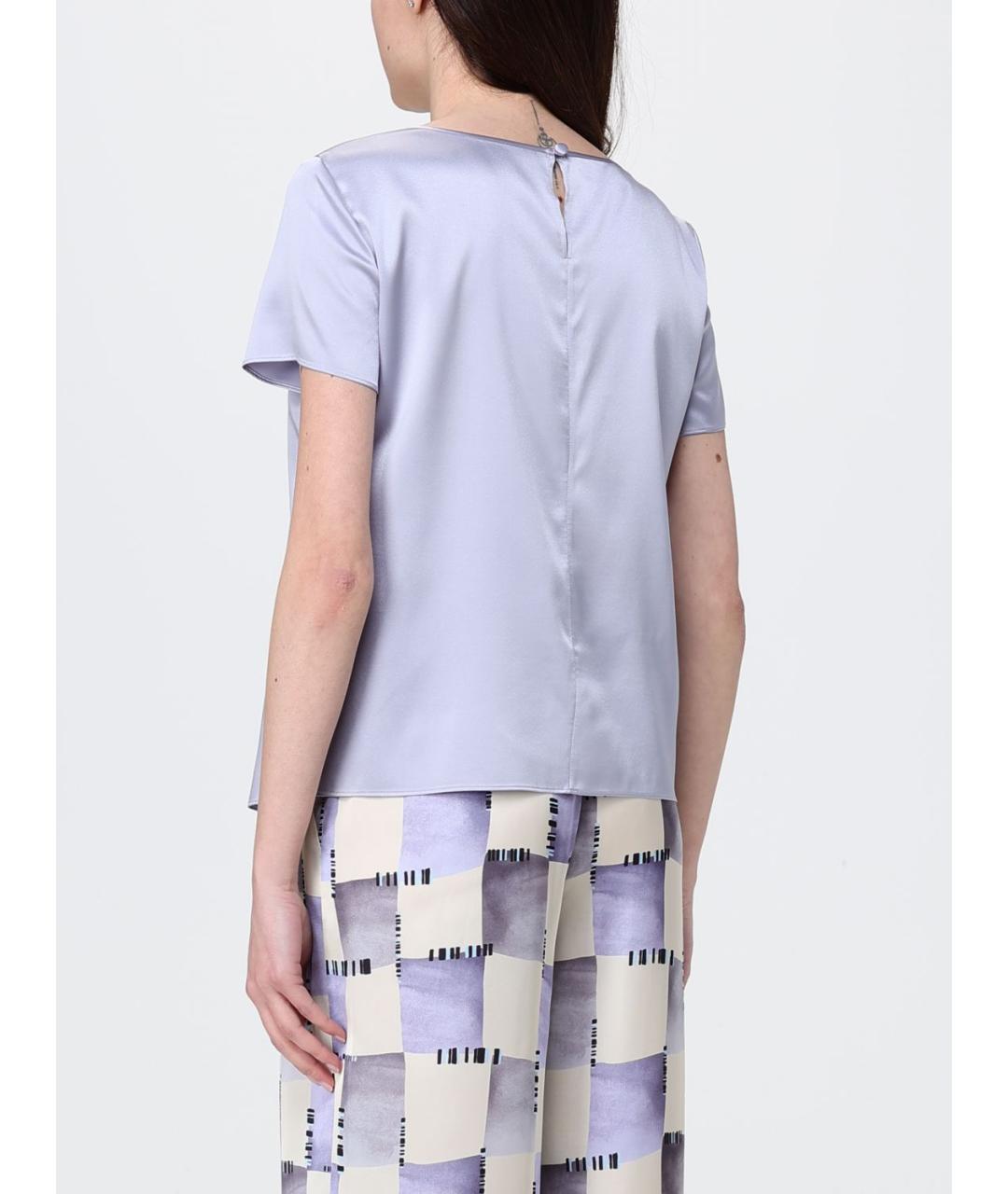 EMPORIO ARMANI Фиолетовая шелковая футболка, фото 2