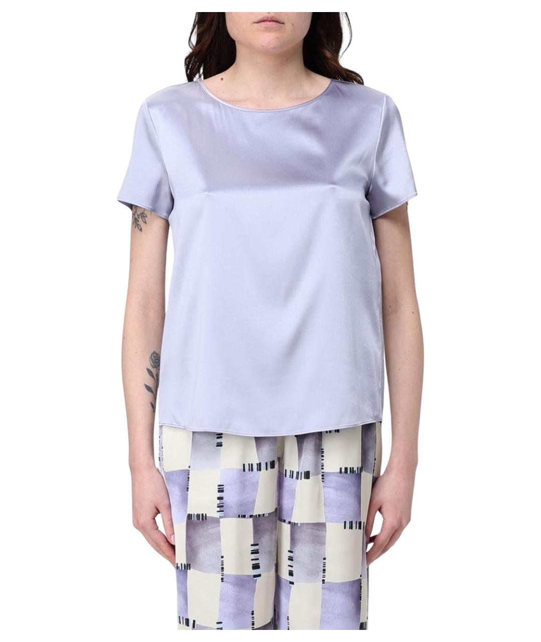 EMPORIO ARMANI Фиолетовая шелковая футболка, фото 1