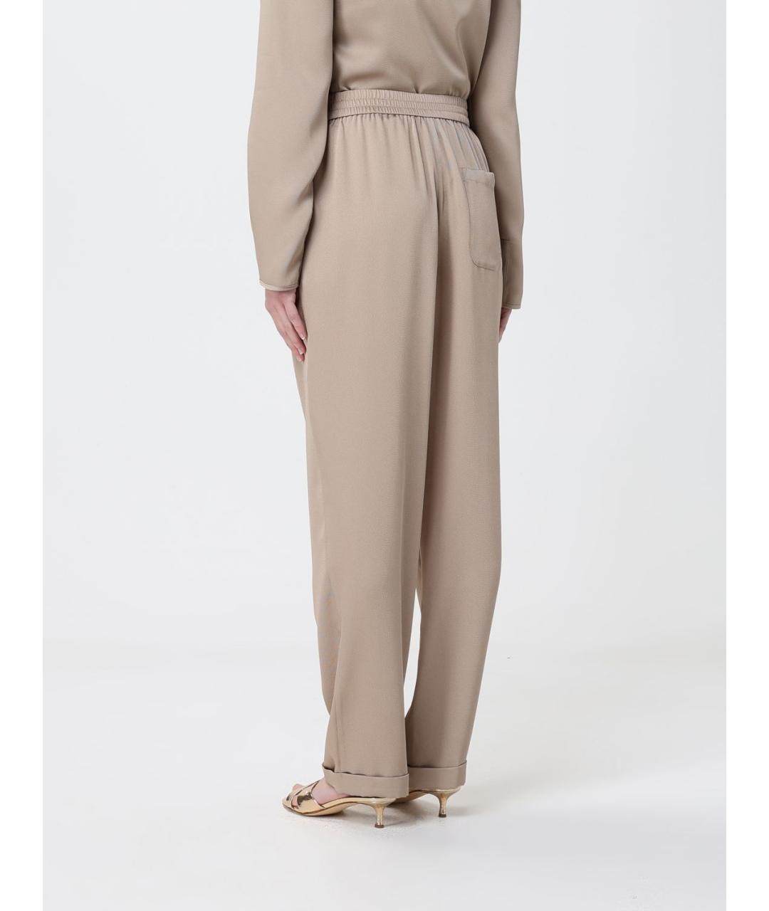 EMPORIO ARMANI Бежевые полиэстеровые прямые брюки, фото 3