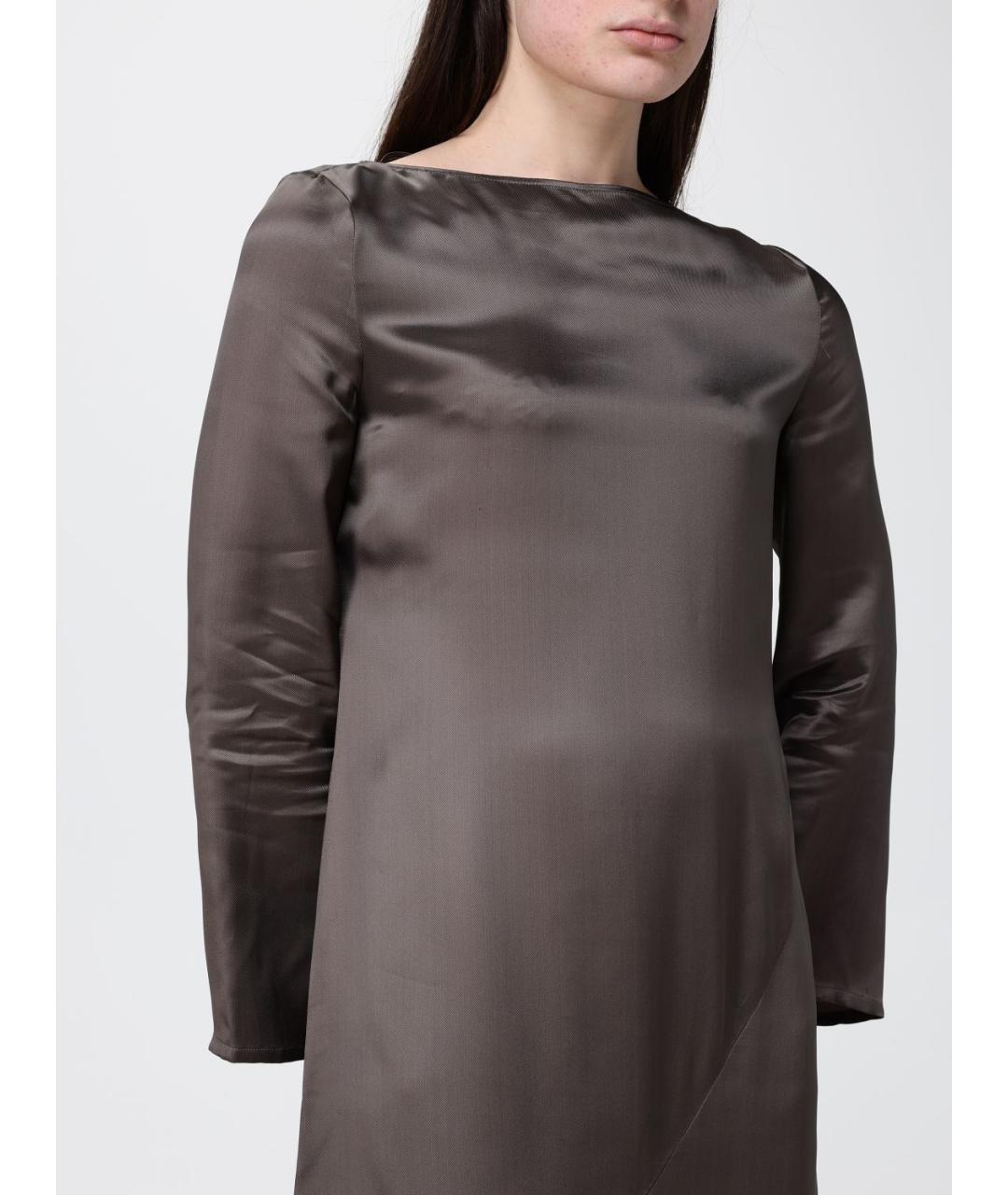 EMPORIO ARMANI Коричневое вискозное повседневное платье, фото 3