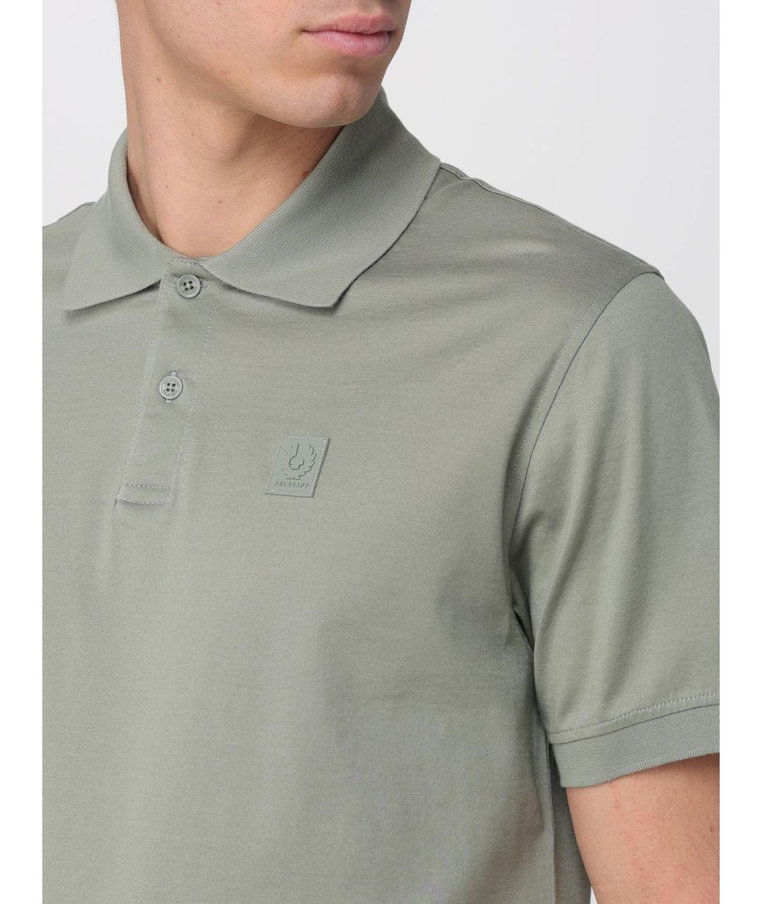 BELSTAFF Зеленые хлопковое поло с коротким рукавом, фото 3