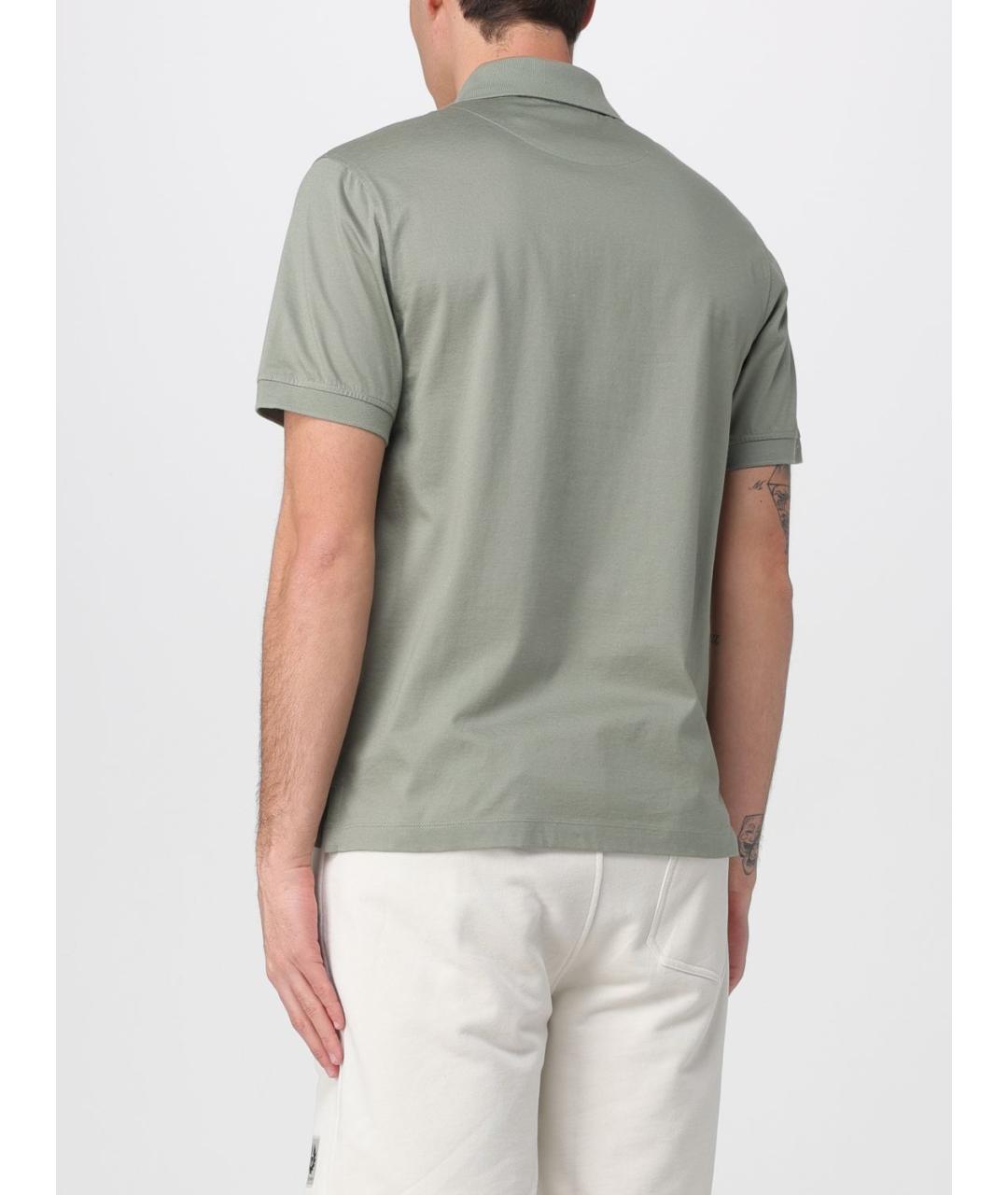 BELSTAFF Зеленые хлопковое поло с коротким рукавом, фото 2