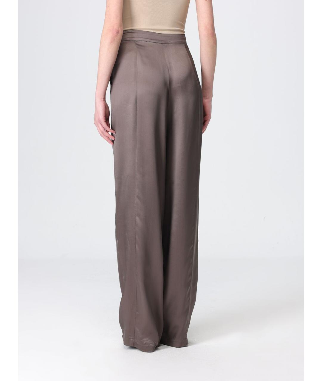 EMPORIO ARMANI Коричневые вискозные прямые брюки, фото 2