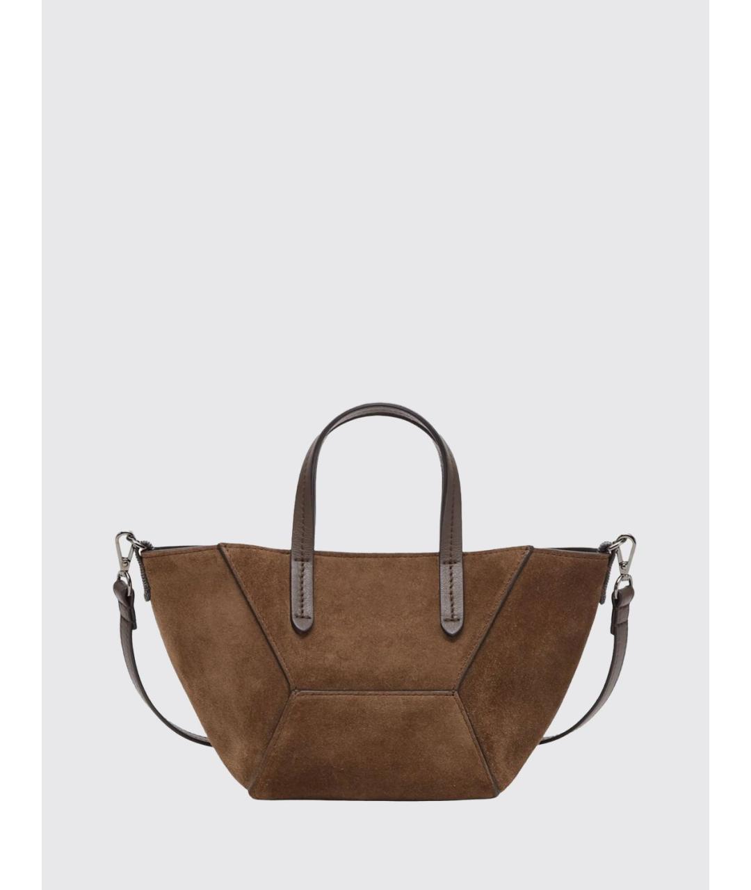 BRUNELLO CUCINELLI Коричневая замшевая сумка тоут, фото 2