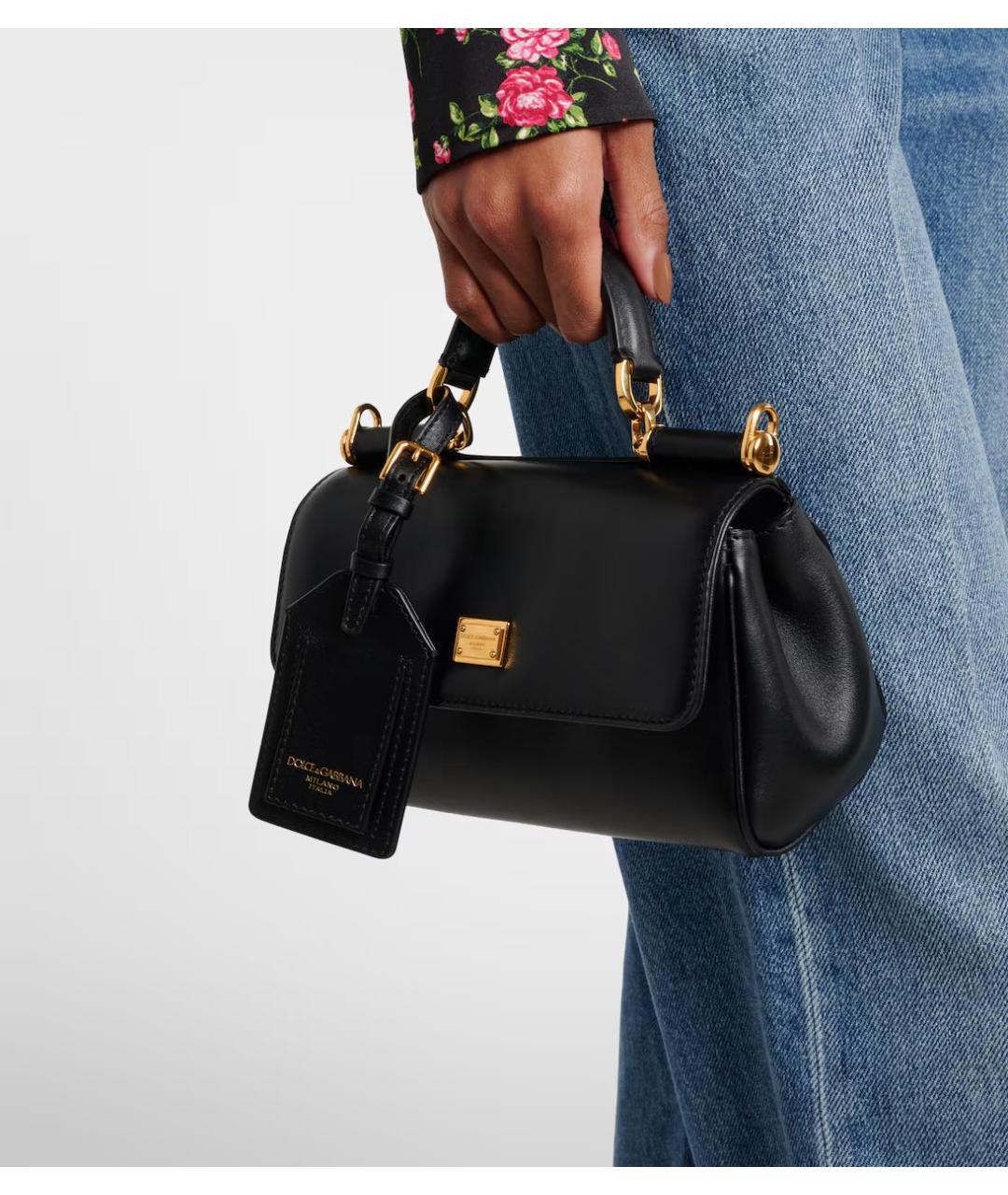 DOLCE&GABBANA Черная кожаная сумка через плечо, фото 2