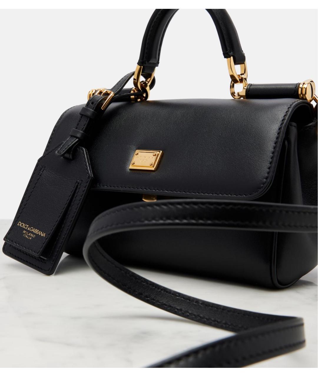 DOLCE&GABBANA Черная кожаная сумка через плечо, фото 5