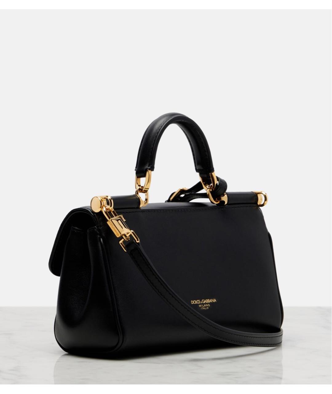 DOLCE&GABBANA Черная кожаная сумка через плечо, фото 4