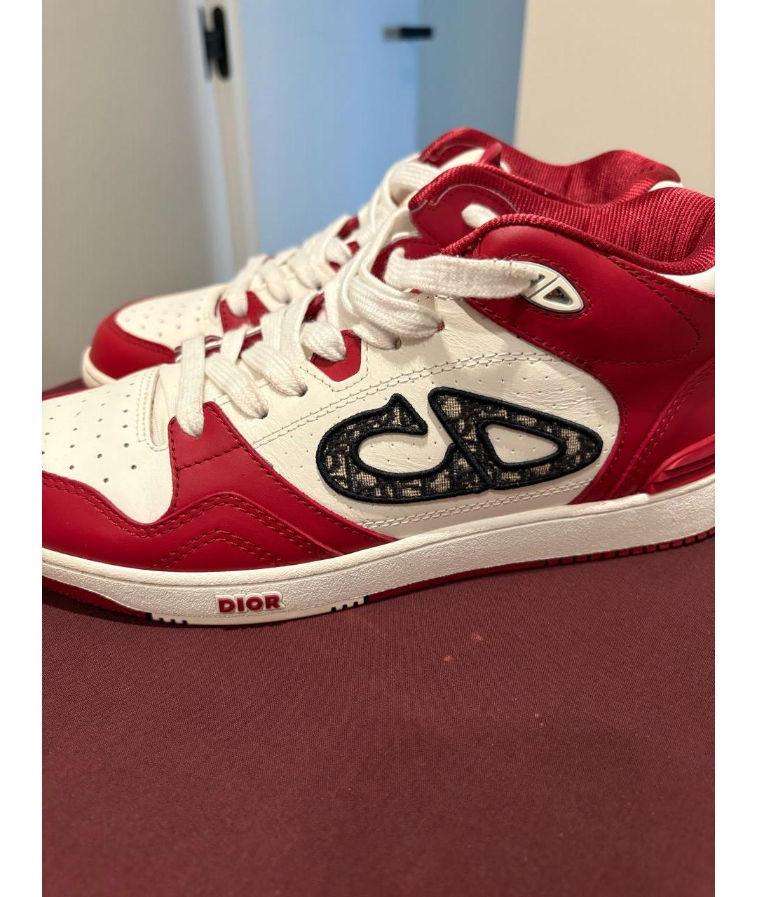 CHRISTIAN DIOR Бордовые кожаные кроссовки, фото 5