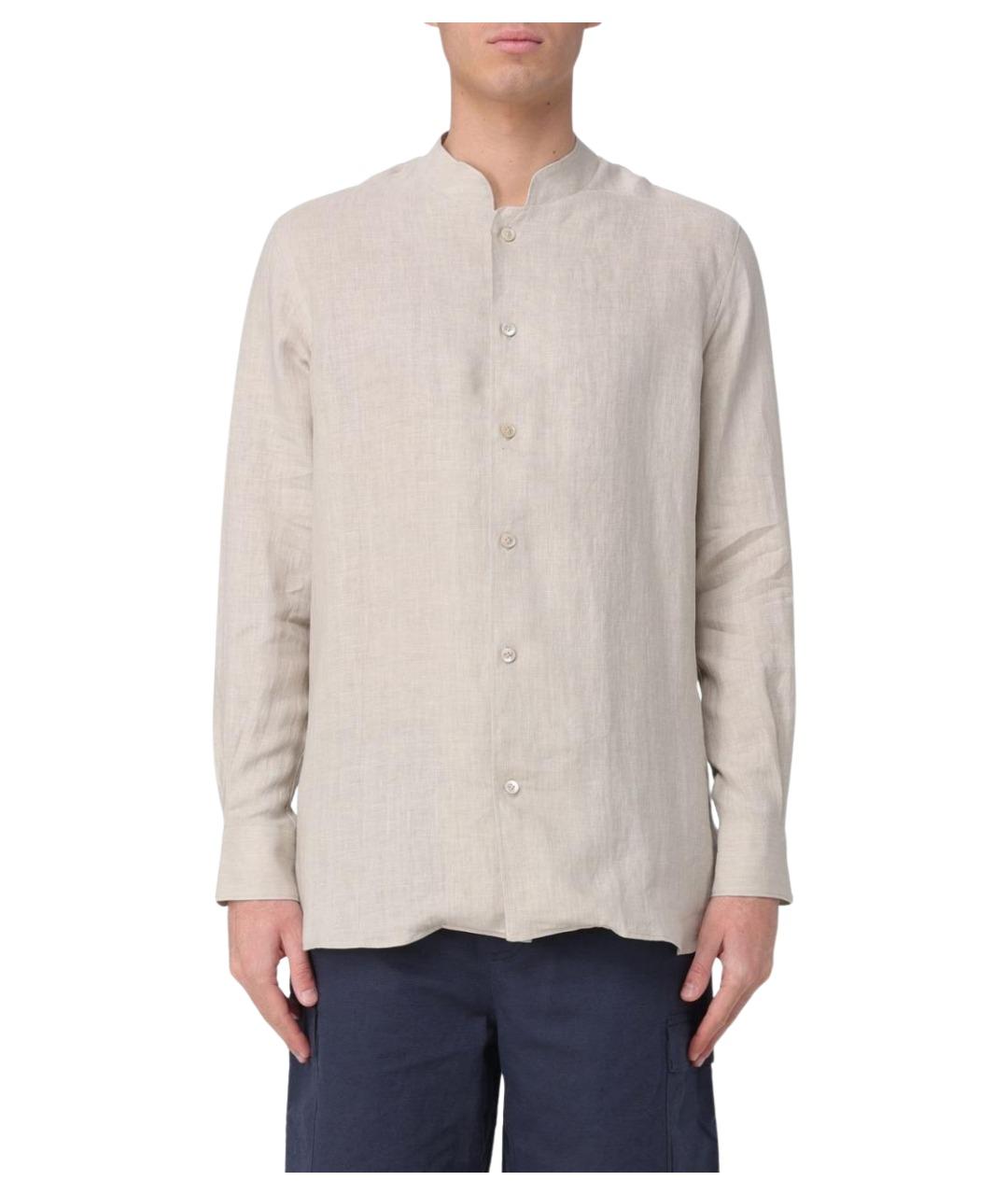 ELEVENTY Бежевая льняная кэжуал рубашка, фото 1
