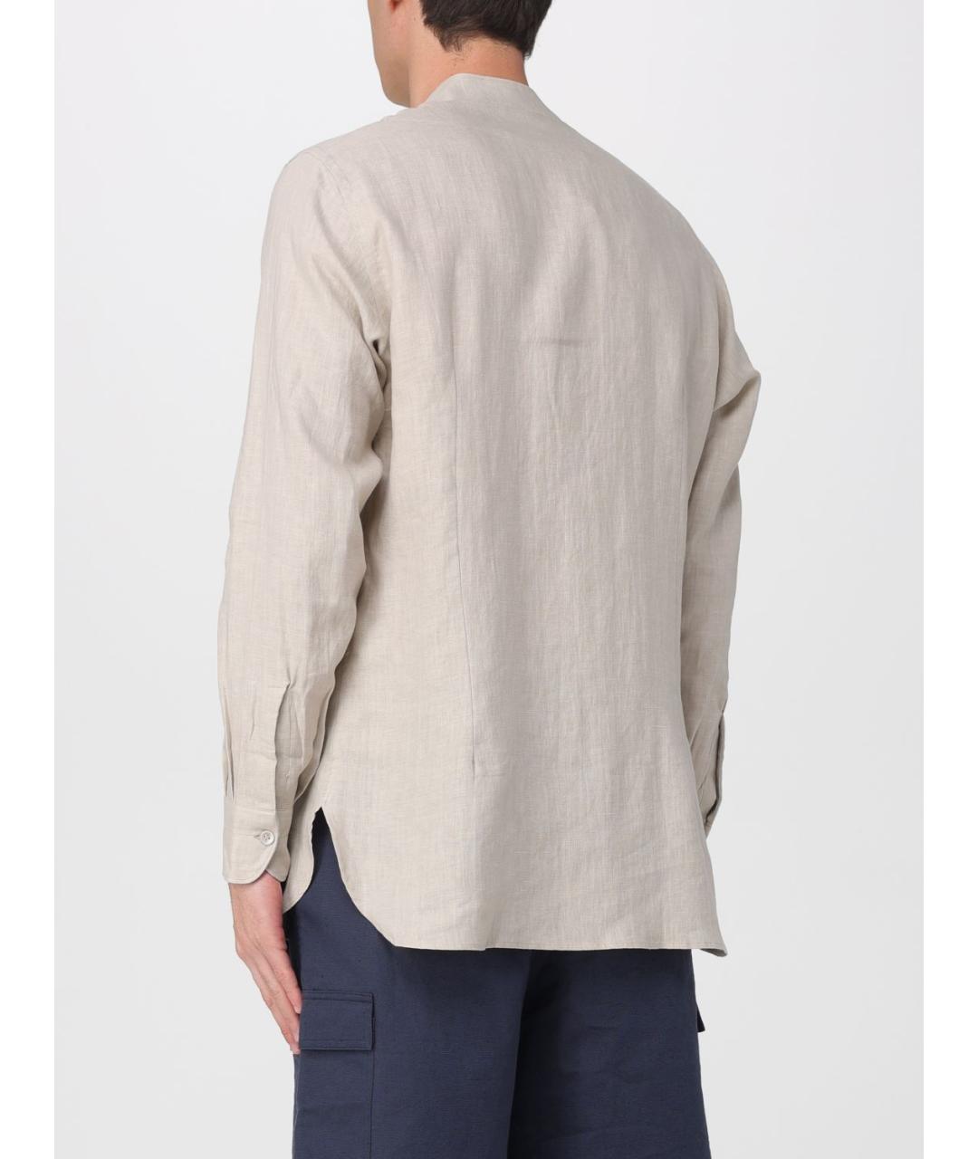 ELEVENTY Бежевая льняная кэжуал рубашка, фото 2